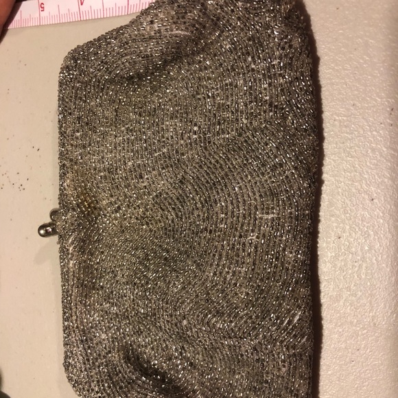 Vintage Silver Beaded Handbag Purse - Picture 4 of 5